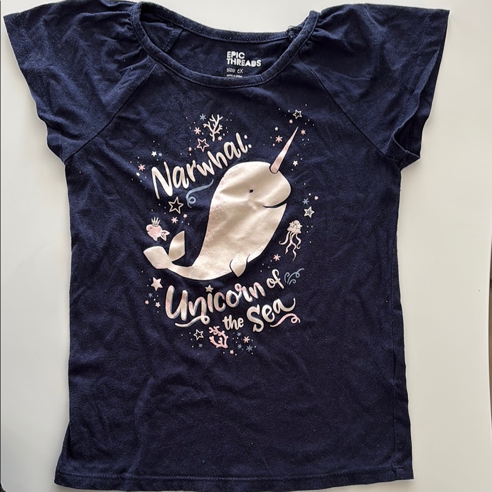 Epic Threads Blue Narwhal Short Sleeve Tee